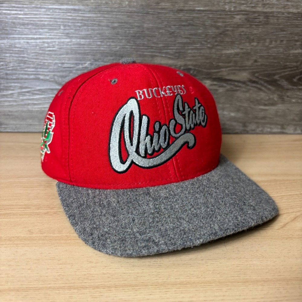 Vintage Ohio State Buckeyes Hat Cap Red Wool Blend Nutmeg Mills USA‎ Made